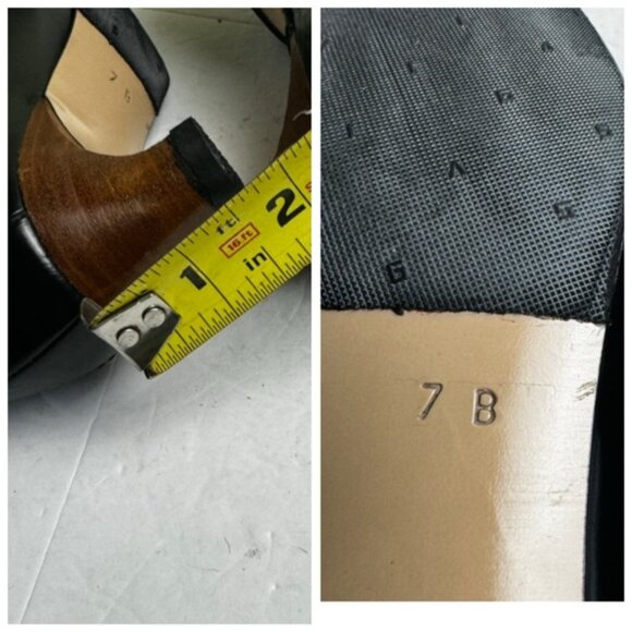 Gucci Tom Ford Vintage NEW Leather Logo Square Toe Kitten Heel shoes Loafers 7B - Picture 16 of 16